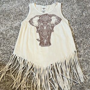 𝟱/$𝟮𝟬 𝗕𝘂𝗻𝗱𝗹𝗲 & 𝗦𝗮𝘃𝗲 SELF ESTEEM elephant graphic fringed tank top